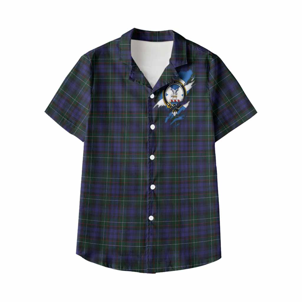 Sempill (Semple) Clan Crest In Me Tartan Kid Hawaiian Shirt Scotland Flag Style