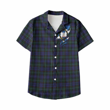 Sempill (Semple) Clan Crest In Me Tartan Kid Hawaiian Shirt Scotland Flag Style