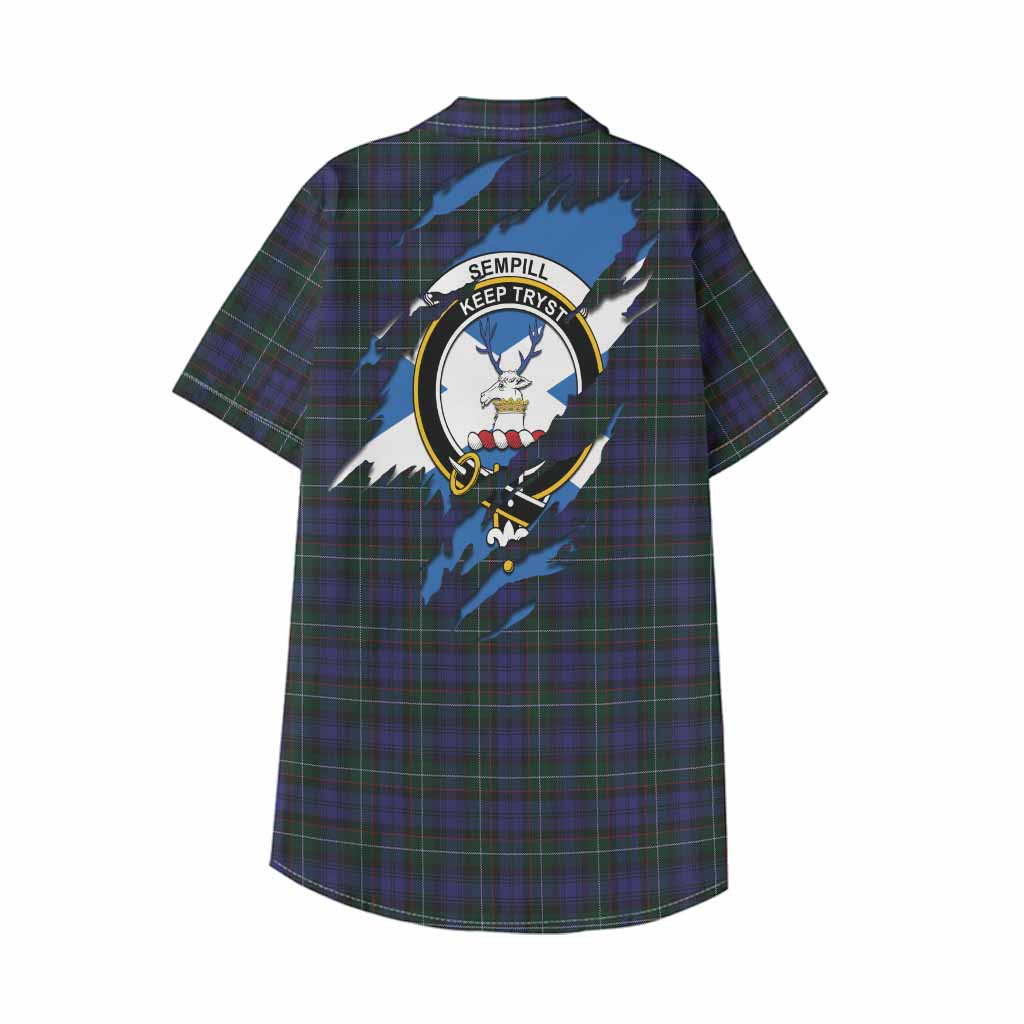 Sempill (Semple) Clan Crest In Me Tartan Kid Hawaiian Shirt Scotland Flag Style