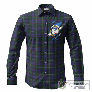 Sempill (Semple) Clan Crest In Me Tartan Long Sleeve Button Shirts Scotland Flag Style