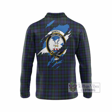Sempill (Semple) Clan Crest In Me Tartan Long Sleeve Polo Shirt Scotland Flag Style
