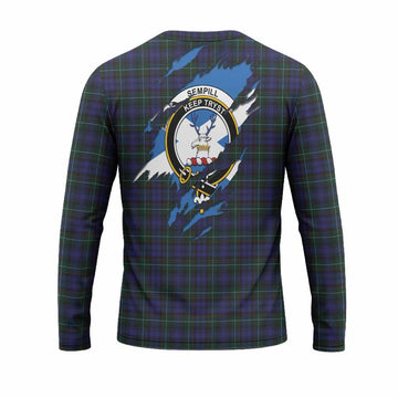 Sempill (Semple) Clan Crest In Me Tartan Long Sleeve T-Shirt Scotland Flag Style