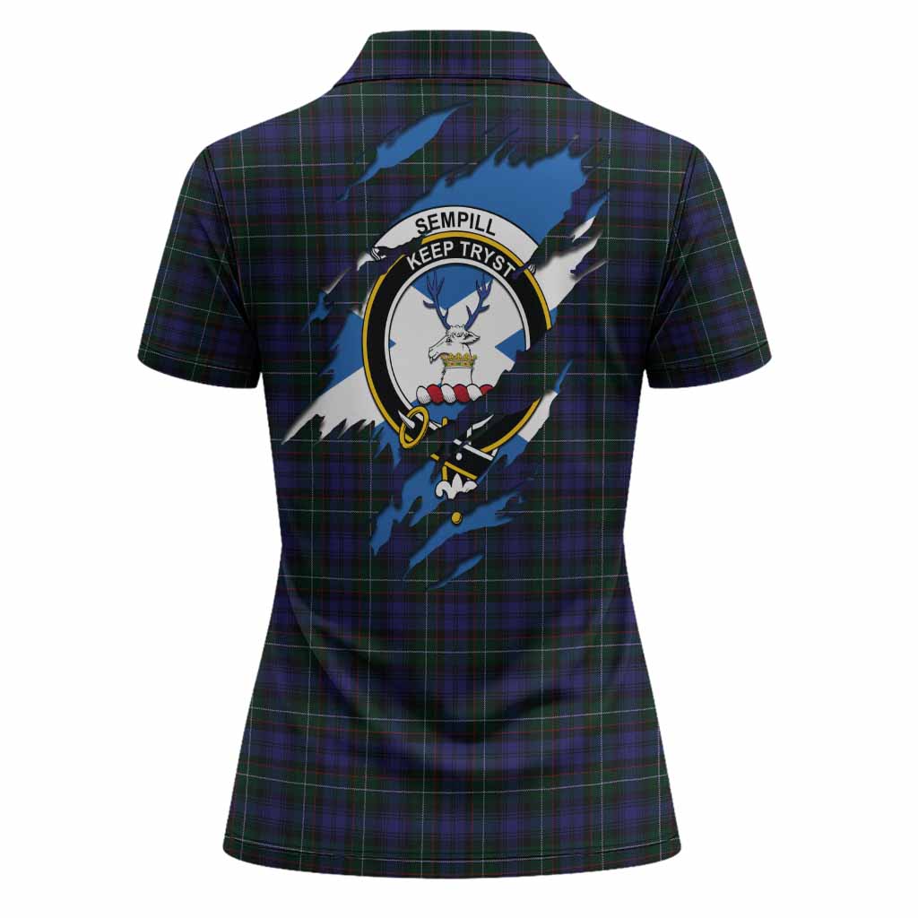 Sempill (Semple) Clan Crest In Me Tartan Women Polo Shirt Scotland Flag Style