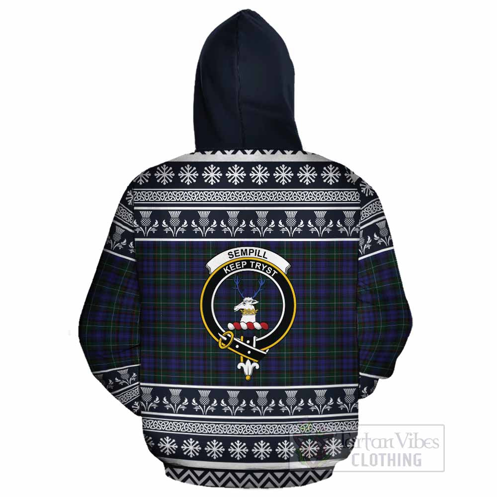 Sempill (Semple) Clan Tartan Christmas Cotton Hoodie with Family Crest - Tartan Vibes Clothing
