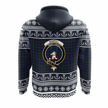 Sempill (Semple) Clan Tartan Christmas Hoodie with Family Crest