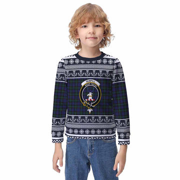 Sempill (Semple) Clan Tartan Christmas Kid Ugly Sweatshirt with Family Crest