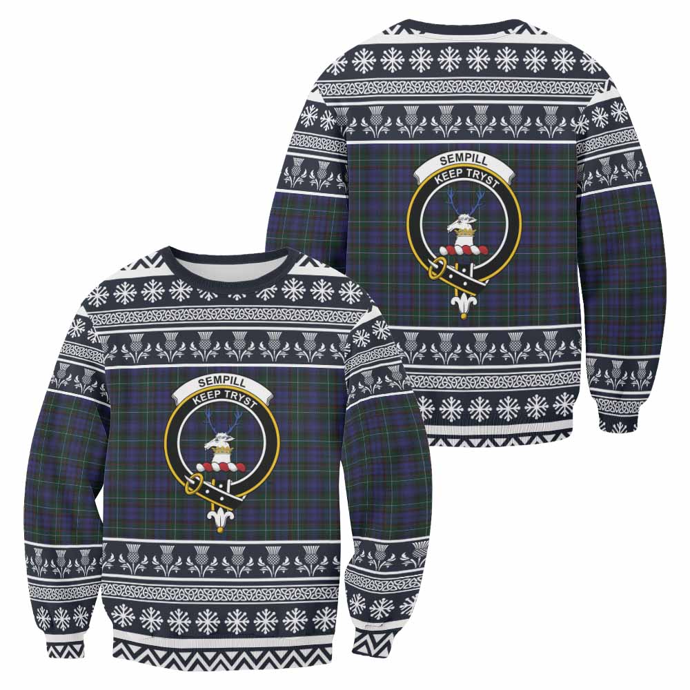 Sempill (Semple) Clan Tartan Christmas Sweatshirt with Family Crest - Tartan Vibes Clothing