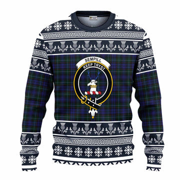 Sempill (Semple) Clan Tartan Christmas Ugly Sweater with Family Crest