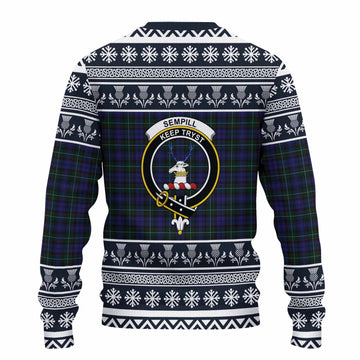 Sempill (Semple) Clan Tartan Christmas Ugly Sweater with Family Crest