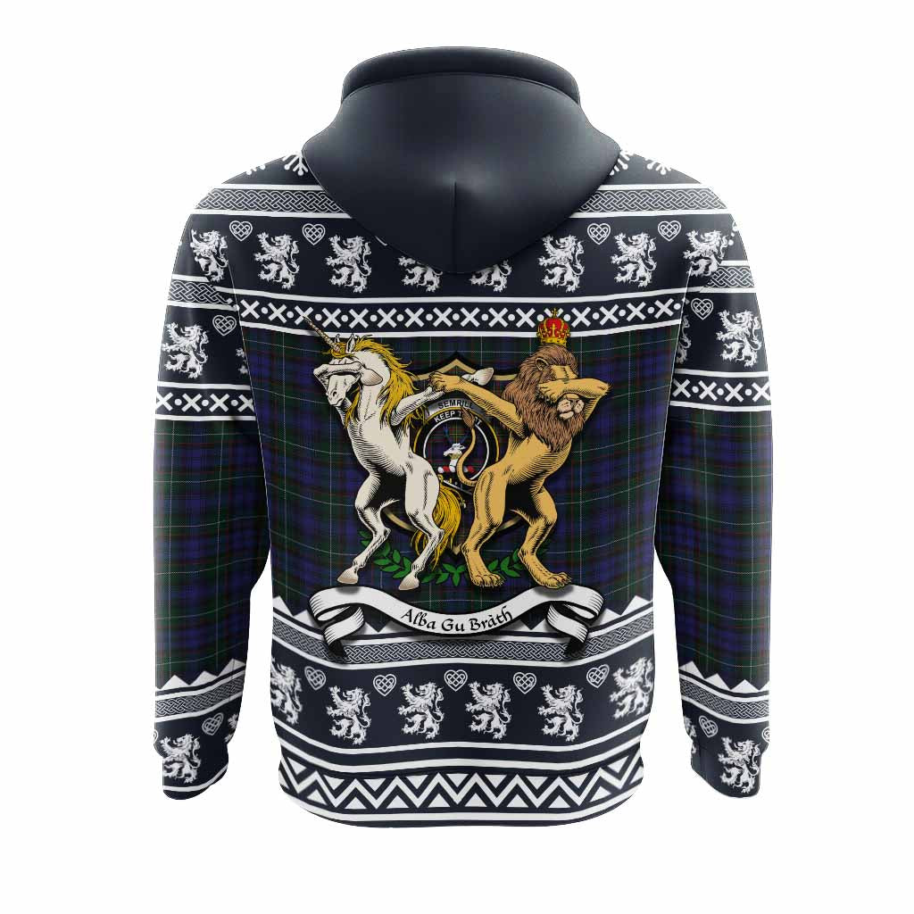 Sempill (Semple) Clan Tartan Crest Christmas Hoodie Coat of Arms Funny Style - Tartan Vibes Clothing