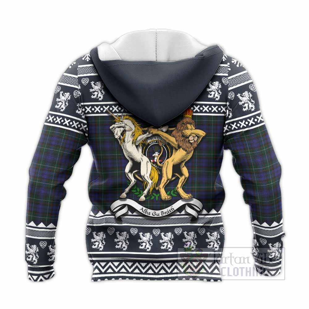 Sempill (Semple) Clan Tartan Crest Christmas Knitted Hoodie Coat of Arms Funny Style - Tartan Vibes Clothing