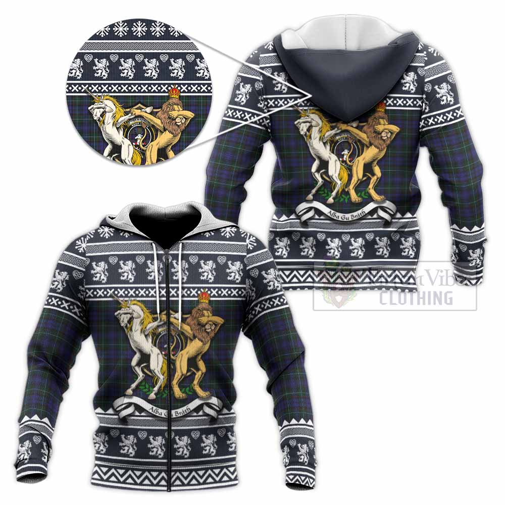 Sempill (Semple) Clan Tartan Crest Christmas Knitted Hoodie Coat of Arms Funny Style - Tartan Vibes Clothing