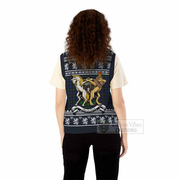 Sempill (Semple) Clan Tartan Crest Christmas Knitted V-Neck Vest Coat of Arms Funny Style