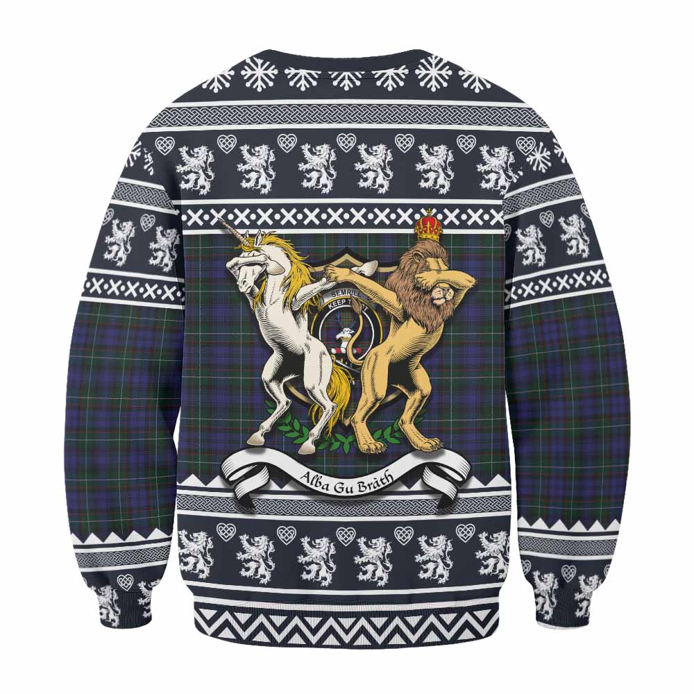 Sempill (Semple) Clan Tartan Crest Christmas Sweatshirt Coat of Arms Funny Style - Tartan Vibes Clothing