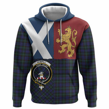 Sempill (Semple) Crest Tartan Hoodie with Lion Rampant Saltire Style