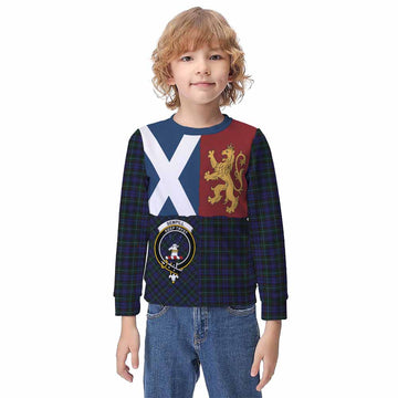 Sempill (Semple) Crest Tartan Kid Knitted Sweatshirt with Lion Rampant Saltire Style