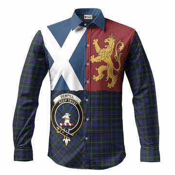 Sempill (Semple) Crest Tartan Long Sleeve Button Shirts with Lion Rampant Saltire Style