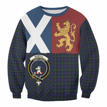 Sempill (Semple) Crest Tartan Sweatshirt with Lion Rampant Saltire Style