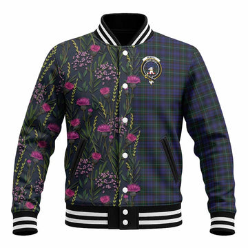 Sempill (Semple) Family Crest Tartan Baseball Jacket Scottish Thistle Flower Pattern Half Style