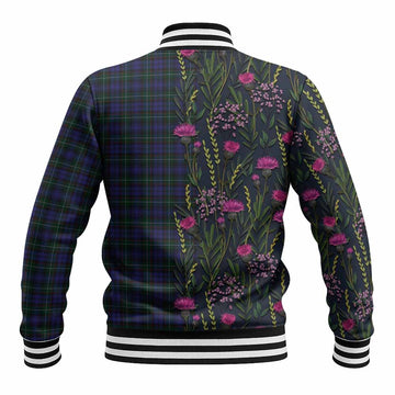 Sempill (Semple) Family Crest Tartan Baseball Jacket Scottish Thistle Flower Pattern Half Style