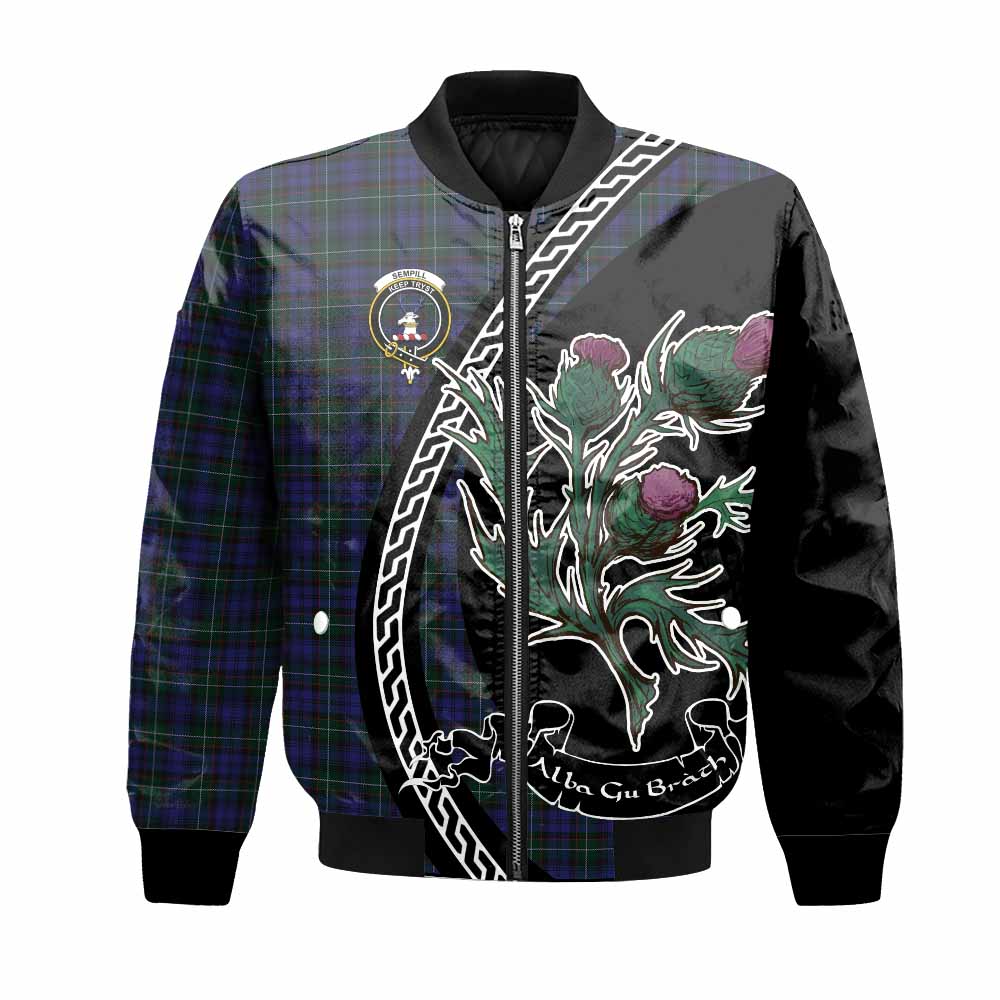 Sempill (Semple) Family Crest Tartan Bomber Jacket Alba Thistle Inspired - Tartan Vibes Clothing