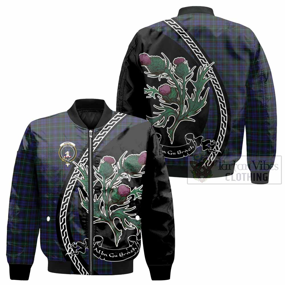 Sempill (Semple) Family Crest Tartan Bomber Jacket Alba Thistle Inspired - Tartan Vibes Clothing