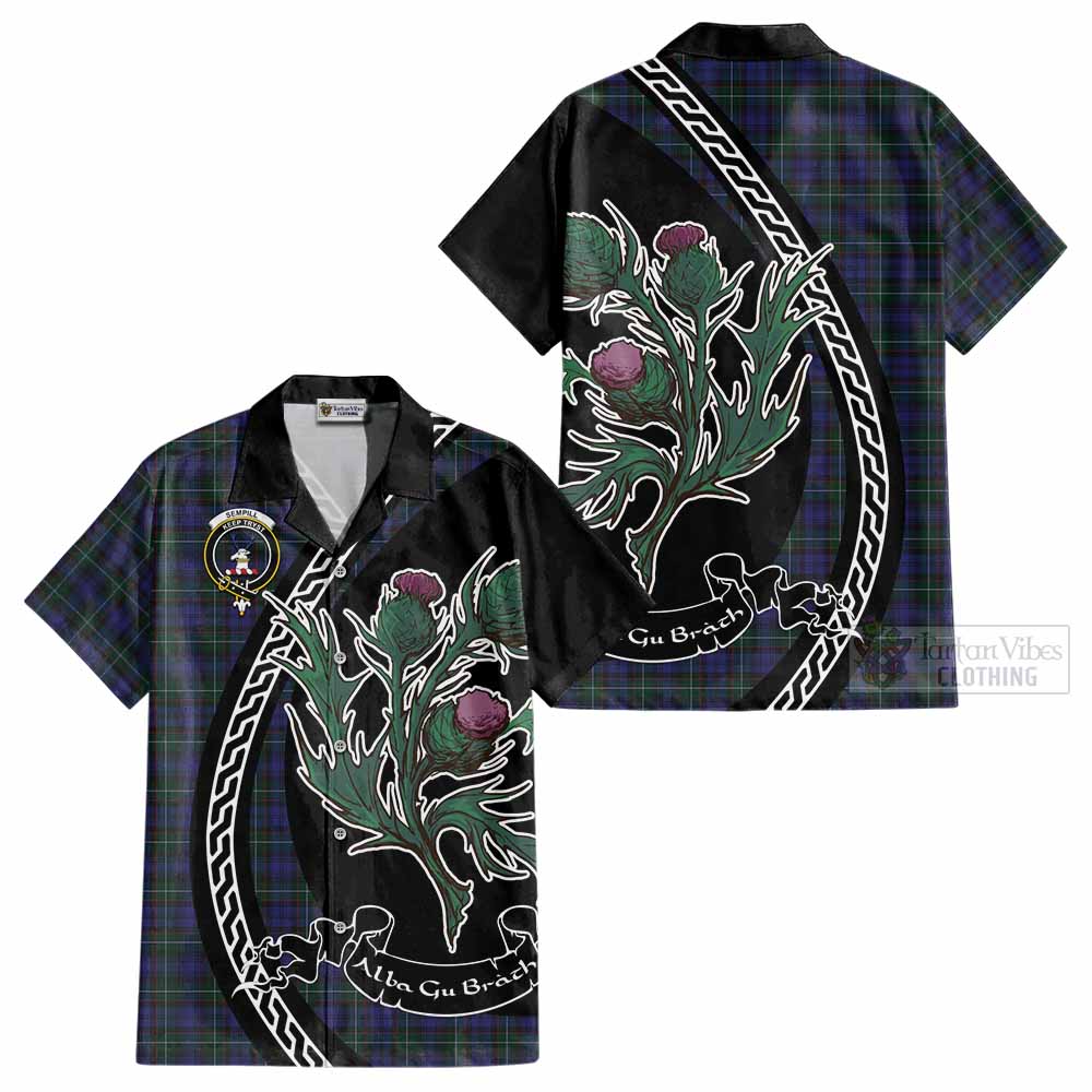 Sempill (Semple) Family Crest Tartan Cotton Hawaiian Shirt Alba Thistle Inspired - Tartan Vibes Clothing