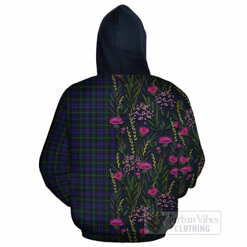 Sempill (Semple) Family Crest Tartan Cotton Hoodie Scottish Thistle Flower Pattern Half Style