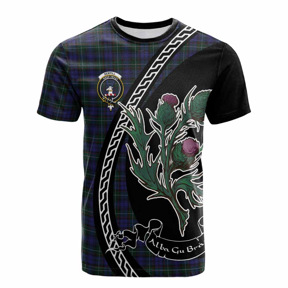 Sempill (Semple) Family Crest Tartan Cotton T-shirt Alba Thistle Inspired - Tartan Vibes Clothing