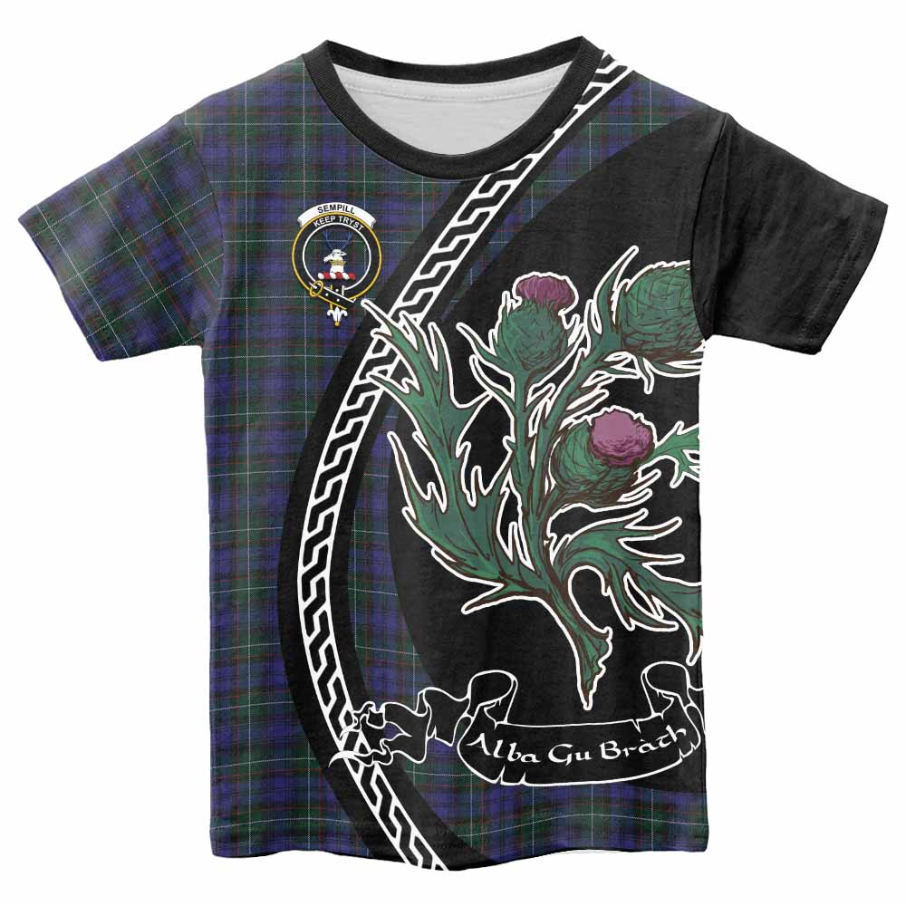 Sempill (Semple) Family Crest Tartan Kid T-shirt Alba Thistle Inspired - Tartan Vibes Clothing