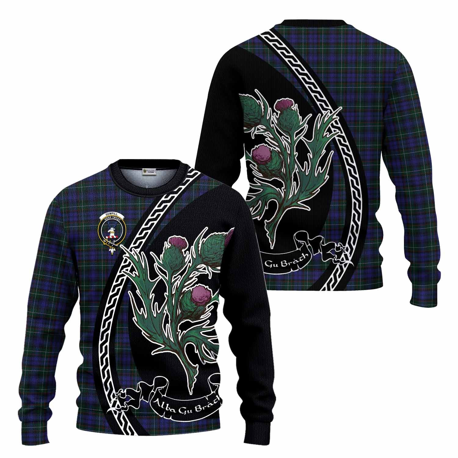 Sempill (Semple) Family Crest Tartan Knitted Sweater Alba Thistle Inspired - Tartan Vibes Clothing