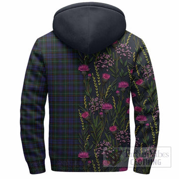 Sempill (Semple) Family Crest Tartan Sherpa Hoodie Scottish Thistle Flower Pattern Half Style