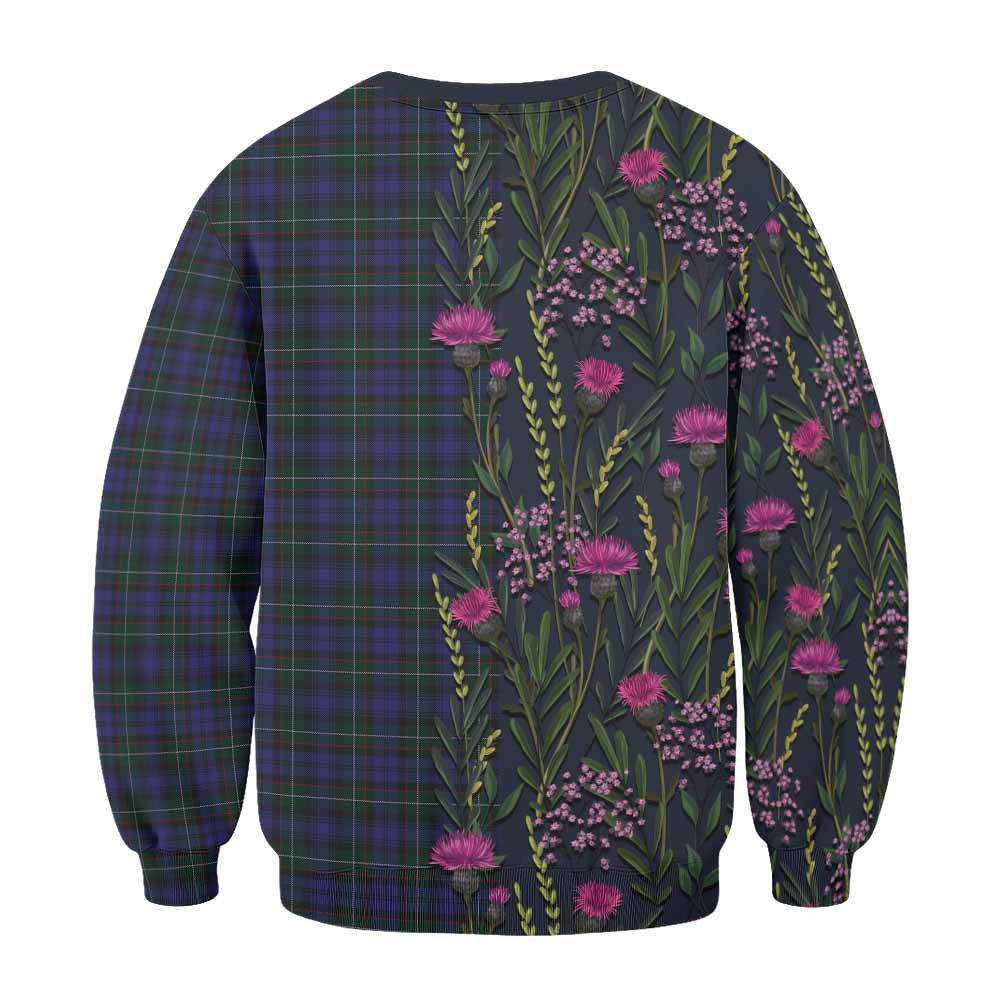 Sempill (Semple) Family Crest Tartan Sweatshirt Scottish Thistle Flower Pattern Half Style - Tartan Vibes Clothing