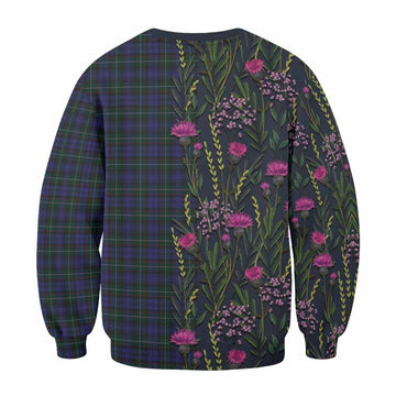 Sempill (Semple) Family Crest Tartan Sweatshirt Scottish Thistle Flower Pattern Half Style