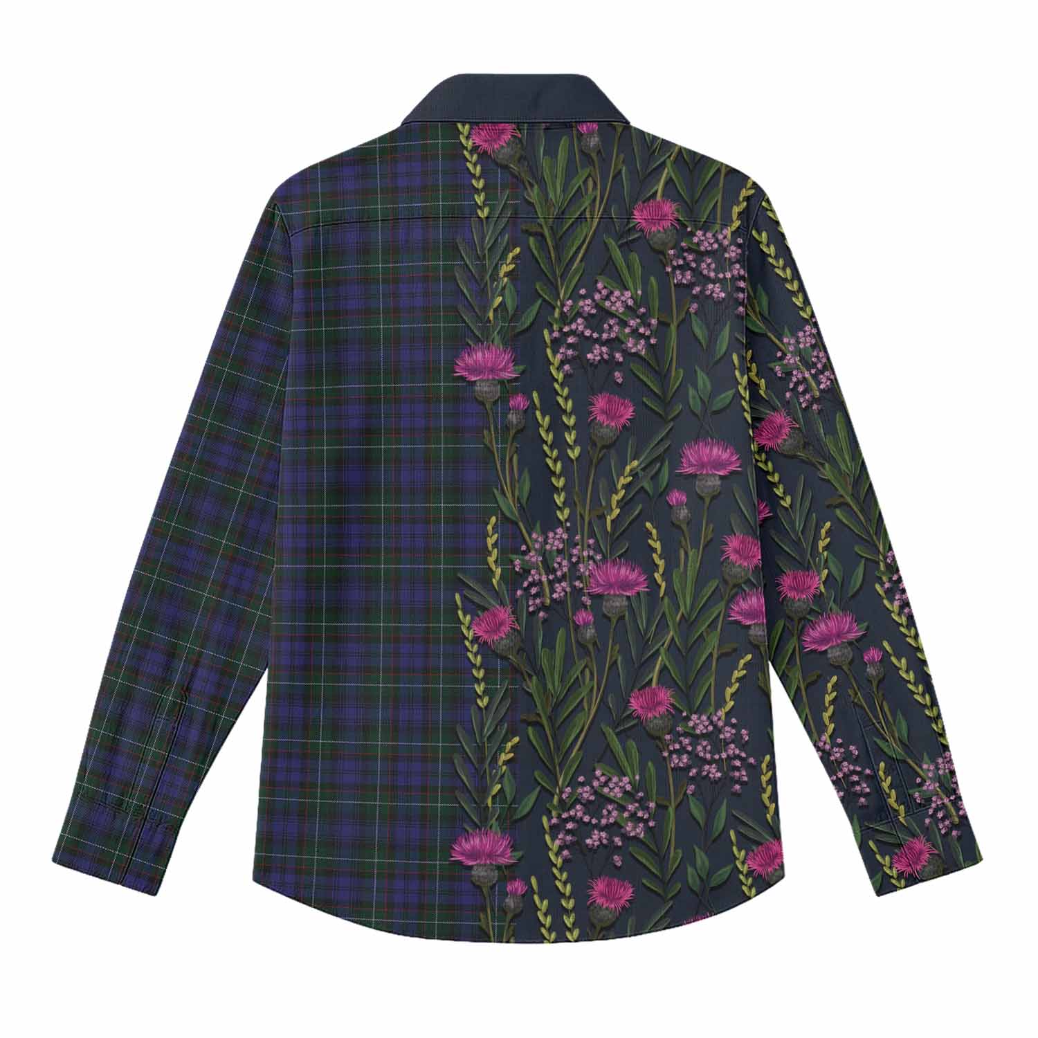 Sempill (Semple) Family Crest Tartan Women Casual Shirt Scottish Thistle Flower Pattern Half Style - Tartan Vibes Clothing