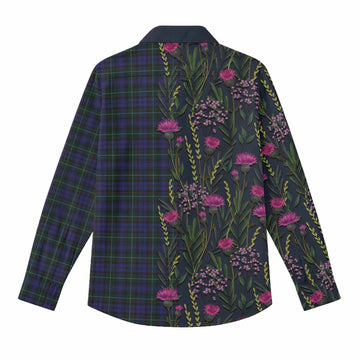Sempill (Semple) Family Crest Tartan Women Casual Shirt Scottish Thistle Flower Pattern Half Style - Tartan Vibes Clothing