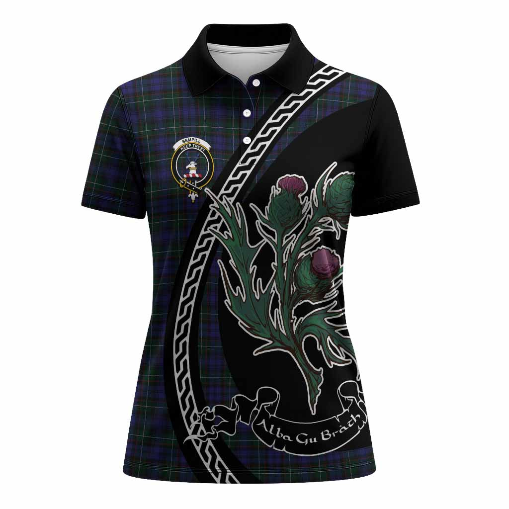 Sempill (Semple) Family Crest Tartan Women Polo Shirt Alba Thistle Inspired - Tartan Vibes Clothing