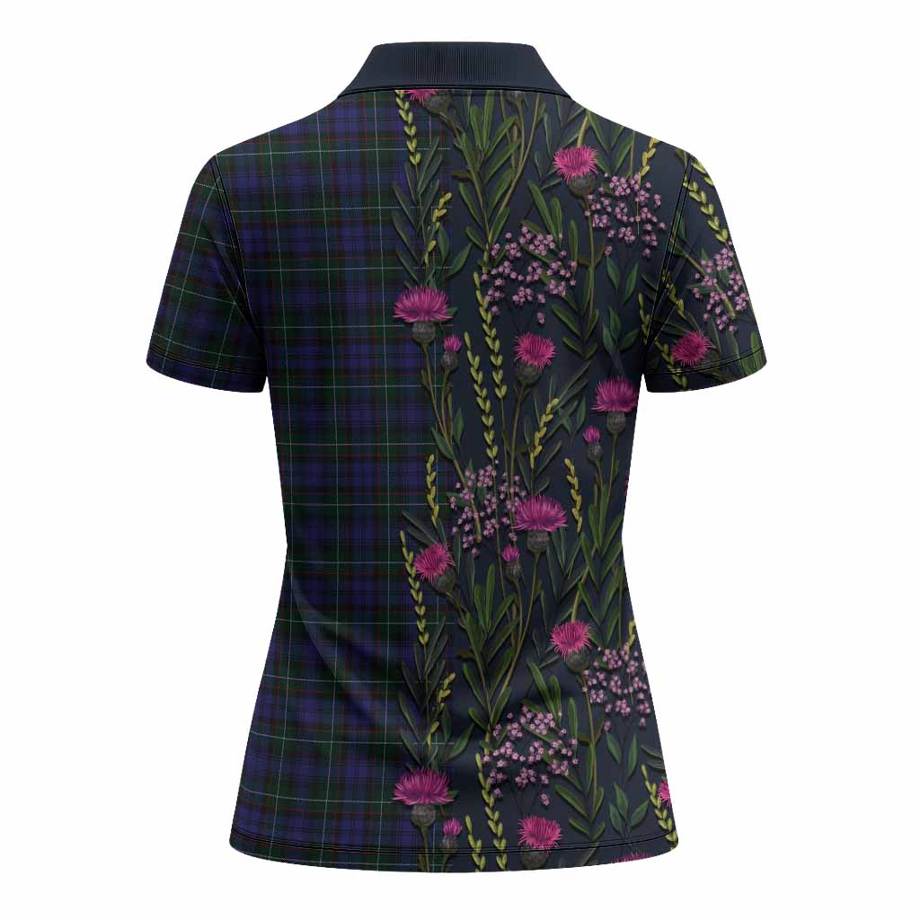 Sempill (Semple) Family Crest Tartan Women Polo Shirt Scottish Thistle Flower Pattern Half Style - Tartan Vibes Clothing