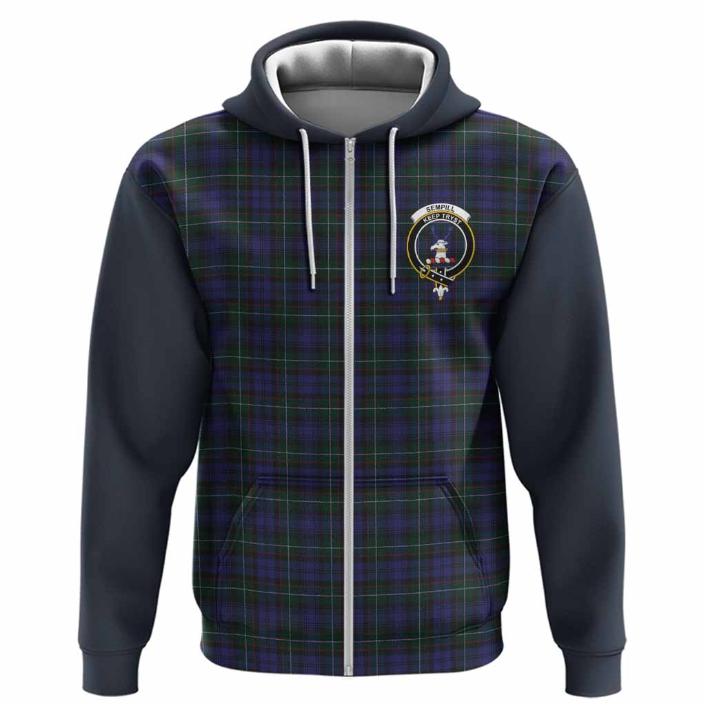 Sempill (Semple) Tartan Accent Hoodie with Family Crest
