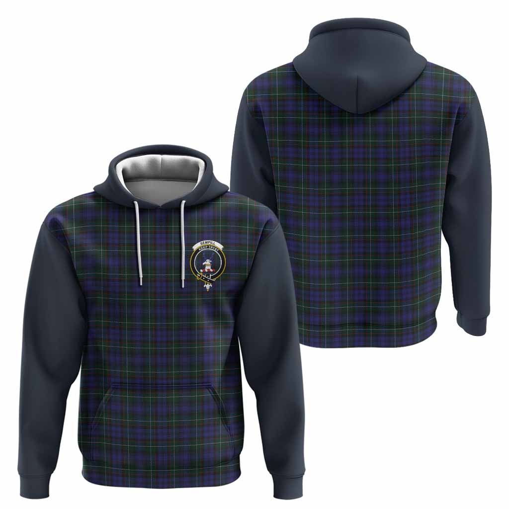 Sempill (Semple) Tartan Accent Hoodie with Family Crest