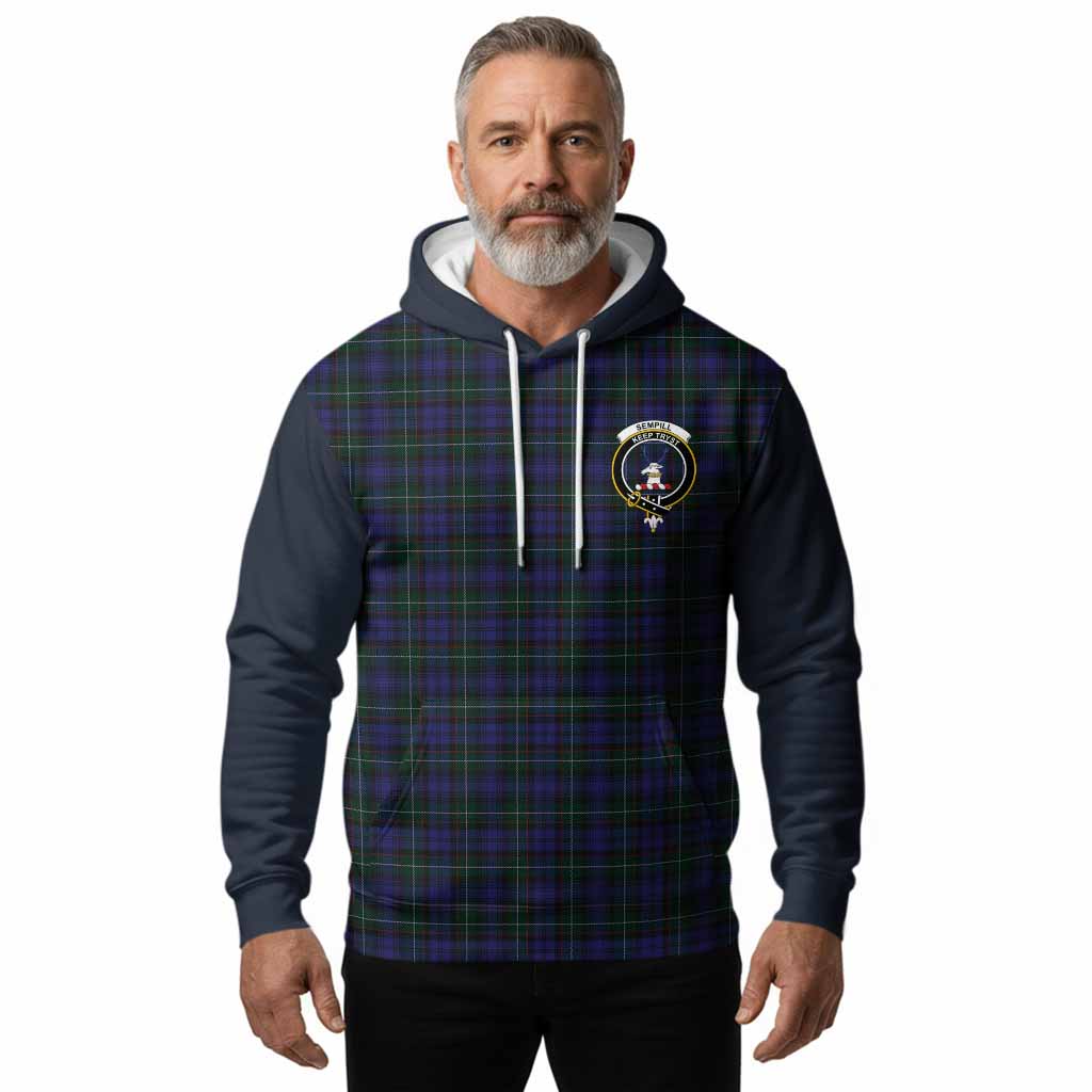 Sempill (Semple) Tartan Accent Hoodie with Family Crest