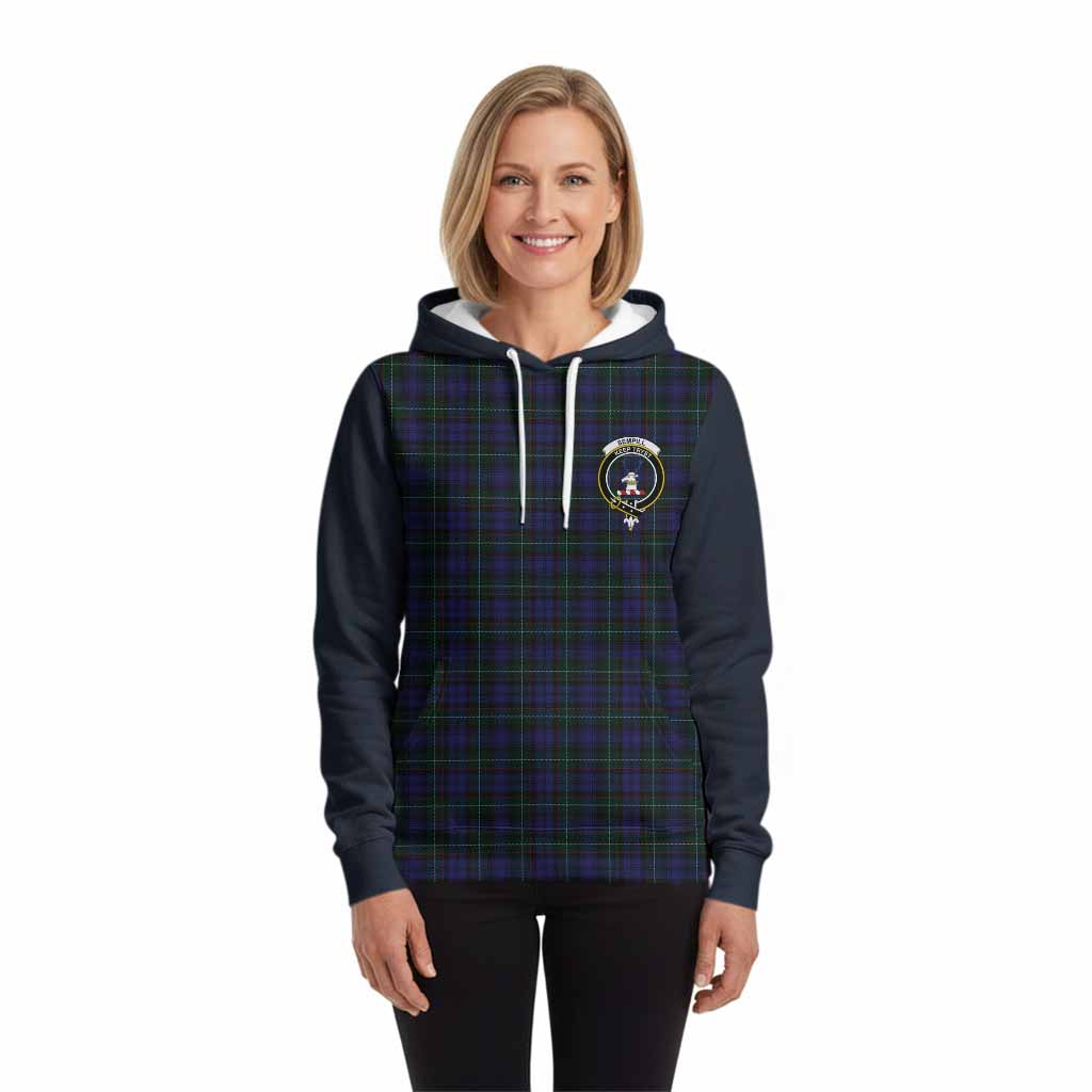 Sempill (Semple) Tartan Accent Hoodie with Family Crest