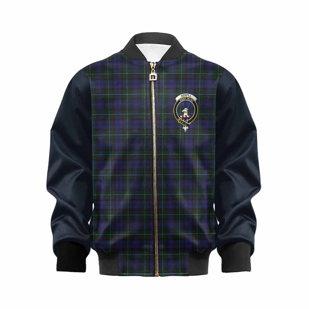 Sempill (Semple) Tartan Accent Kid Bomber Jacket with Family Crest