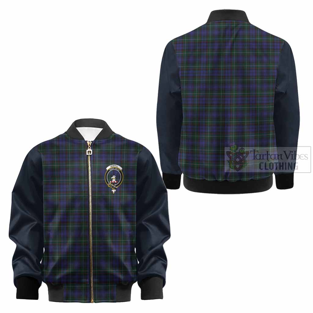 Sempill (Semple) Tartan Accent Kid Bomber Jacket with Family Crest