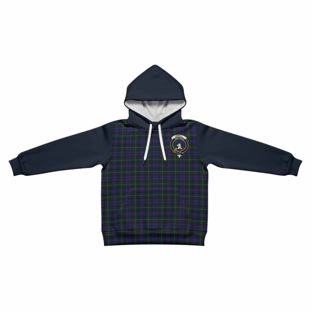 Sempill (Semple) Tartan Accent Kid Hoodie with Family Crest