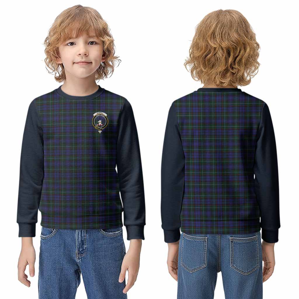 Sempill (Semple) Tartan Accent Kid Knitted Sweatshirt with Family Crest