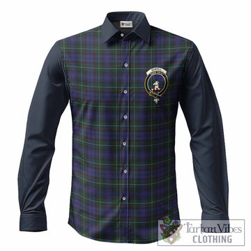 Sempill (Semple) Tartan Accent Long Sleeve Button Shirts with Family Crest