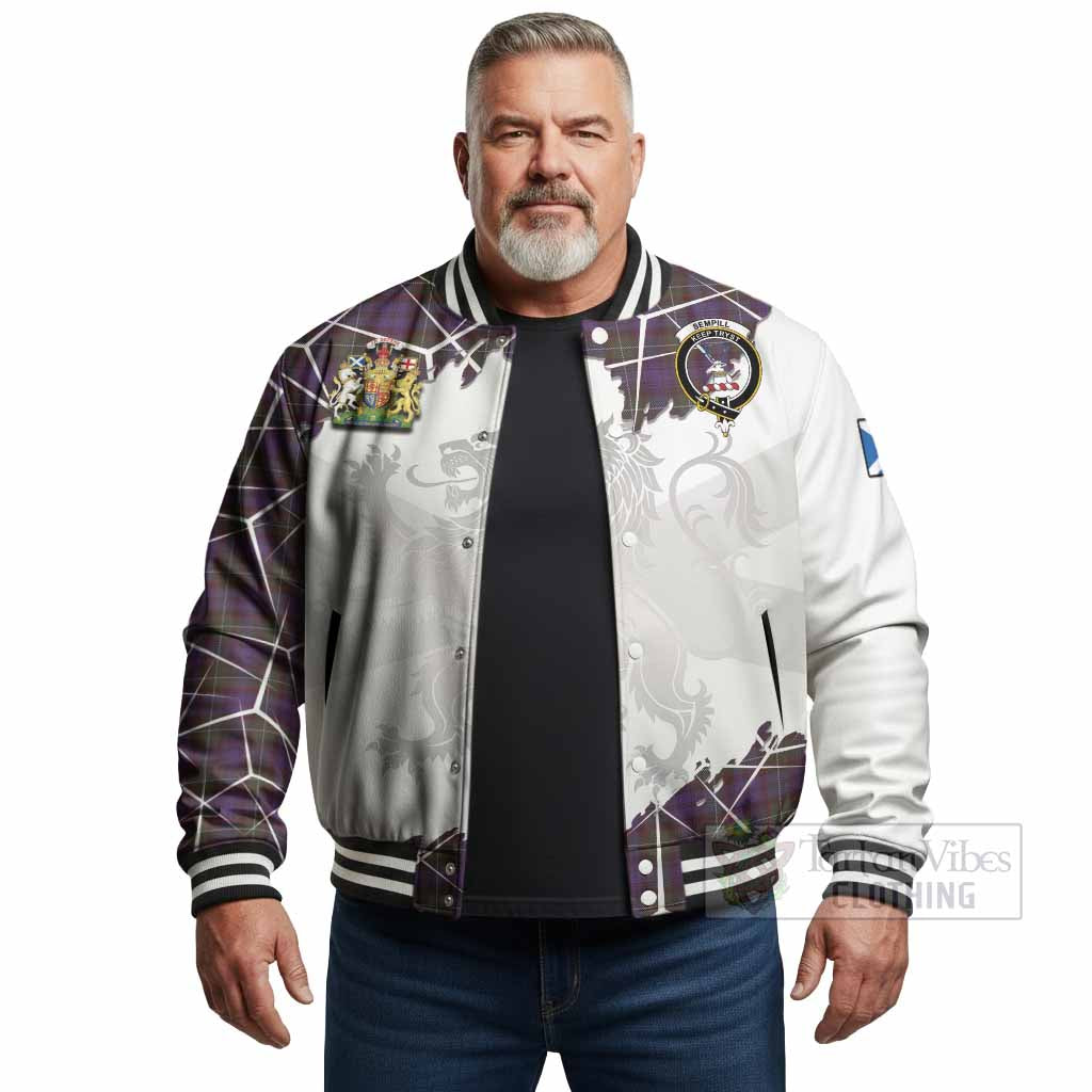 Sempill (Semple) Tartan Baseball Jacket with Family Crest and Lion Rampant Grunge Style