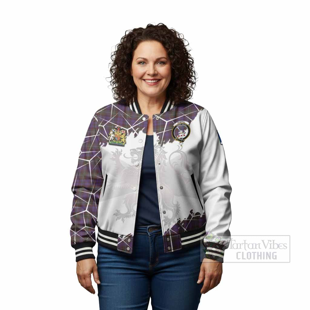 Sempill (Semple) Tartan Baseball Jacket with Family Crest and Lion Rampant Grunge Style