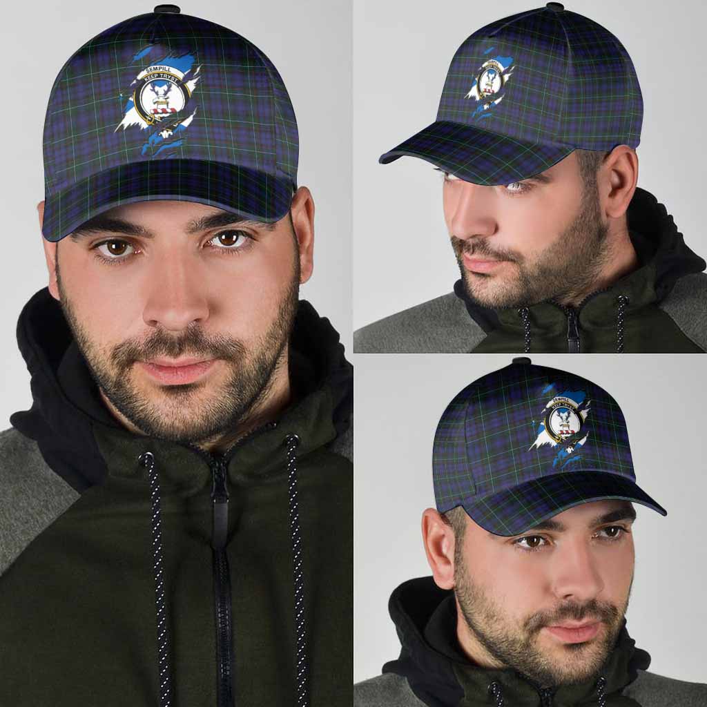 Sempill (Semple) Tartan Classic Cap with Family Crest In Me Style